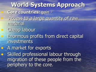 Dominance-Dependence and World Systems Approach views of development | PPT