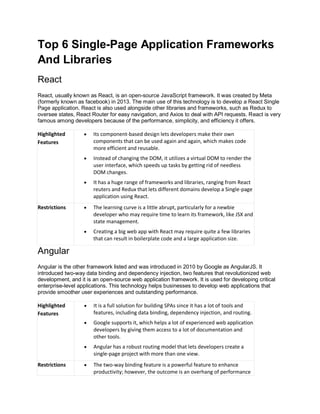 Dominance of React Single Page Application | PDF