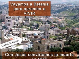 Con Jesús convirtamos la muerte  en Vida Vayamos a Betania para aprender a VIVIR Tumba de Lázaro 