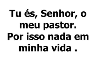Tu és, Senhor, o meu pastor. Por isso nada em minha vida . 