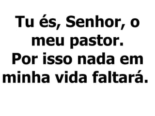 Tu és, Senhor, o meu pastor. Por isso nada em minha vida faltará.  