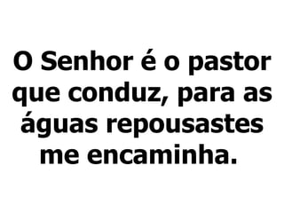 O Senhor é o pastor que conduz, para as águas repousastes me encaminha.   