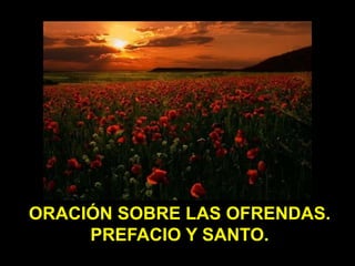 ORACIÓN SOBRE LAS OFRENDAS. 
PREFACIO Y SANTO. 
PLEGARIA EUCARÍSTICA. 
RITO DE LA COMUNIÓN 
 