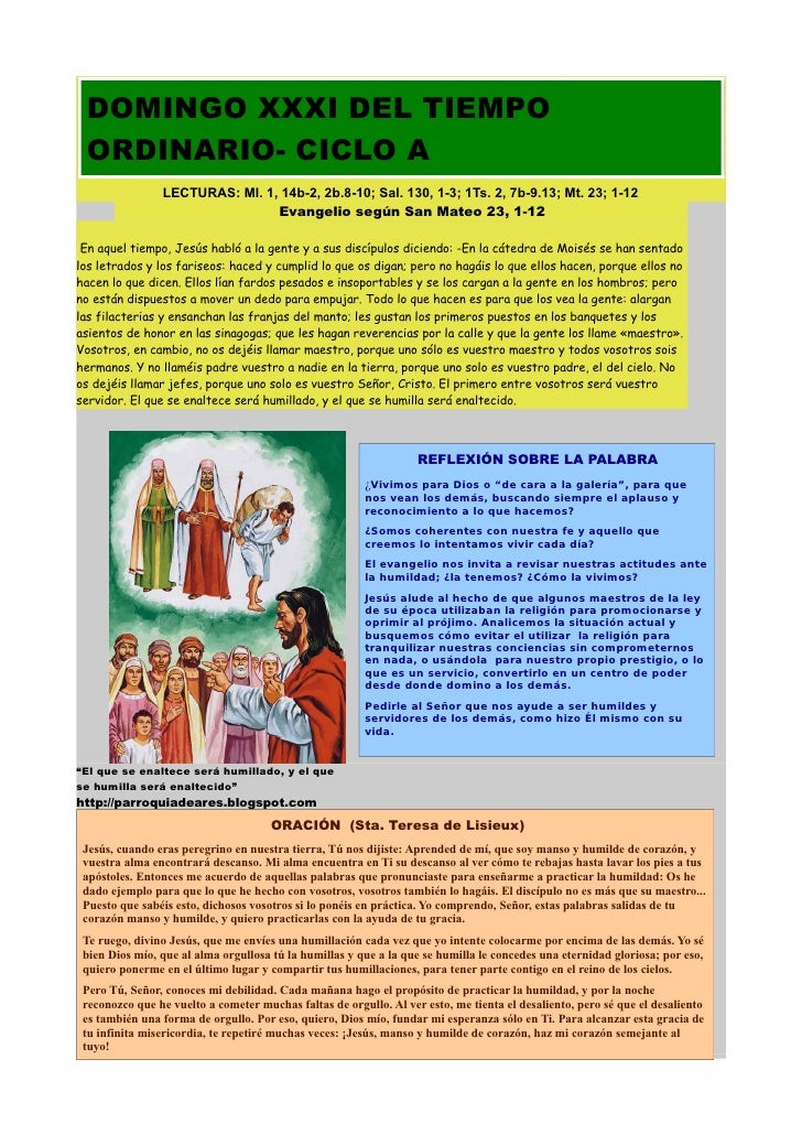 Hoja litúrgica del domingo XXXI del