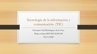Tecnología de la información y
comunicación. (TIC)
Giovanna Yael Domínguez de la Cruz.
Prepa en línea SEP M1C1G45-043
04/11/2022
1
 