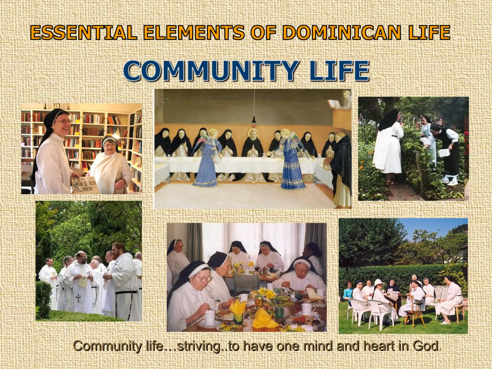 Community life…striving..to have one mind and heart in GodCommunity life…striving..to have one mind and heart in God.
 