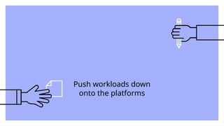 Shifting down
Push workloads down
onto the platforms
 