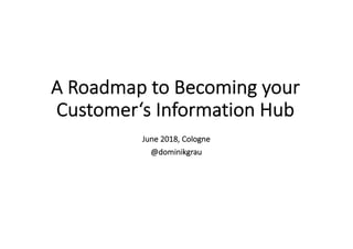 A Roadmap to Becoming your
Customer‘s Information Hub
June 2018, Cologne
@dominikgrau
 