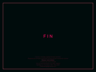 FIN



            Textos y montaje original de autor anónimo
Reedición de formato e inclusión de fotos de libre acceso en internet
                       Música: viool endless
                    Cortesía de Carlos Rangel
             Con el reconocimiento a su autor original
              Santiago de Querétaro, Mex. Sep.2008
                   carlitosrangel@hotmail.com
 