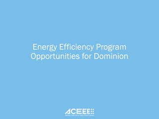 Energy Efficiency Program
Opportunities for Dominion
 
