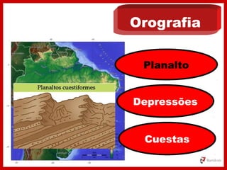 Orografia
Planalto
Depressões
Cuestas
 