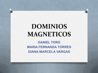 DOMINIOS
MAGNETICOS
DANIEL TORO
MARIA FERNANDA TORRES
DIANA MARCELA VARGAS

 