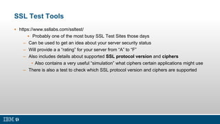 SSL Test Tools
 https://www.ssllabs.com/ssltest/
 Probably one of the most busy SSL Test Sites those days
– Can be used ...