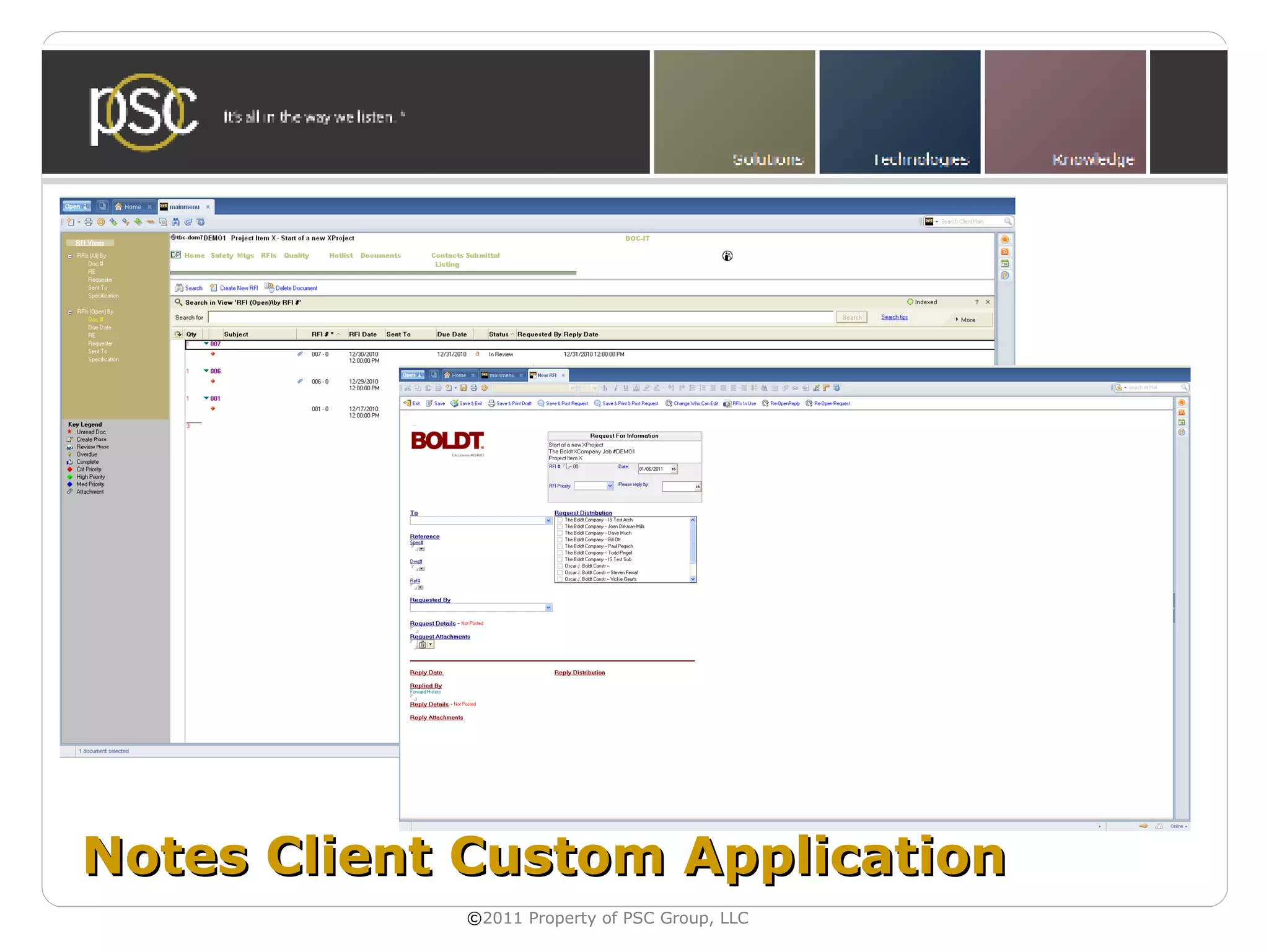 Notes Client Custom Application
            ©2011 Property of PSC Group, LLC
 