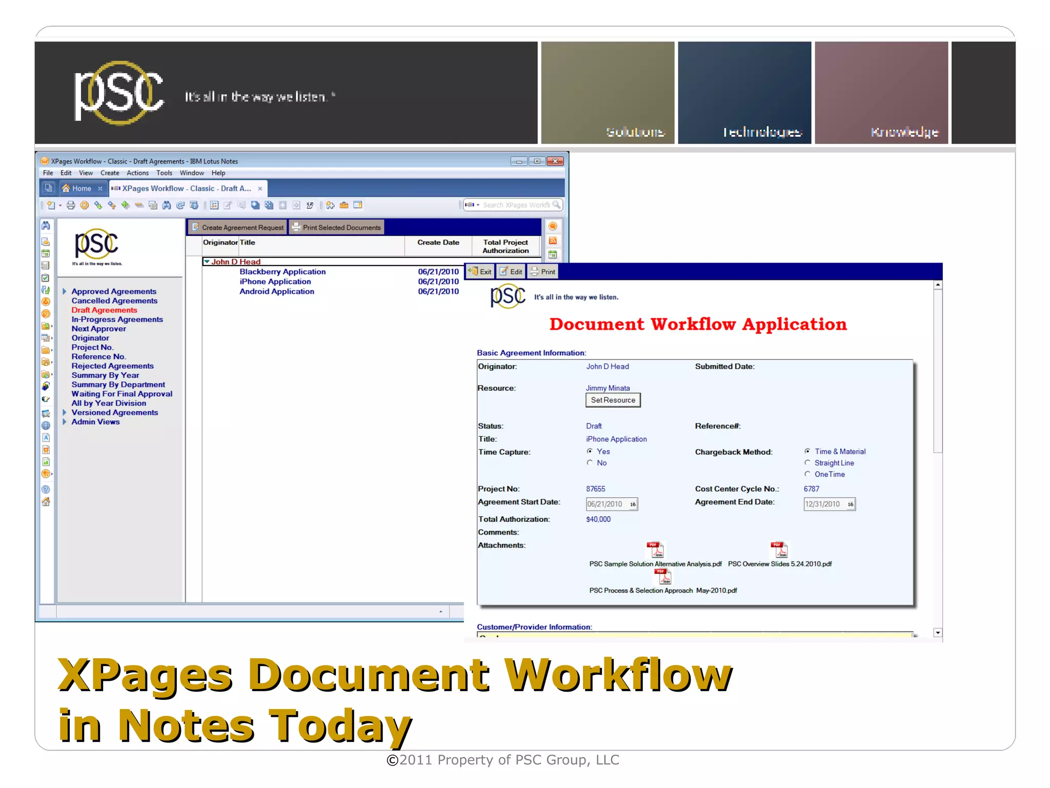 XPages Document Workflow
in Notes Today
           ©2011 Property of PSC Group, LLC
 