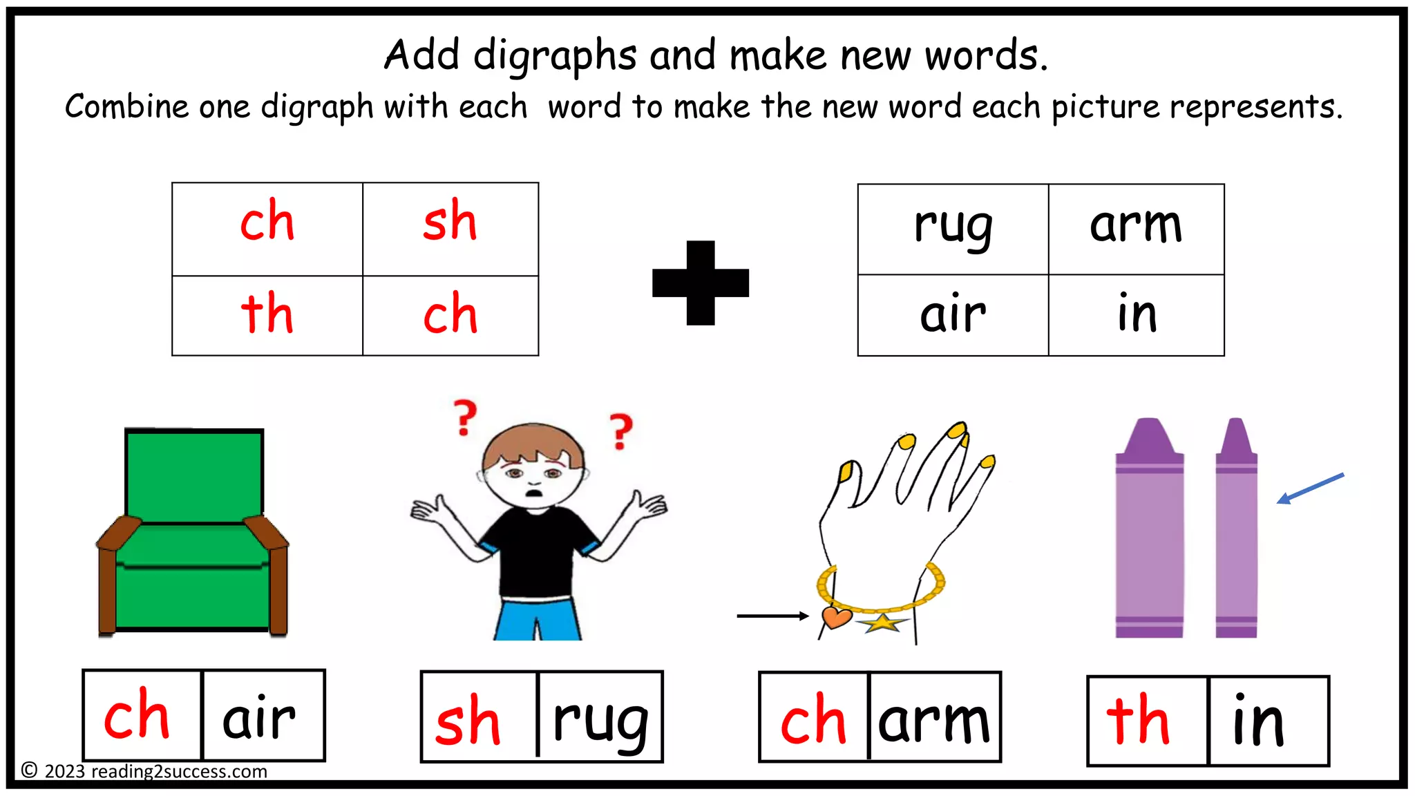 Word Work - Adding Consonant Digraphs and Blends to Words to Make New ...