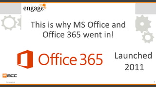 This is why MS Office and
Office 365 went in!
7#engageug
Launched
2011
 
