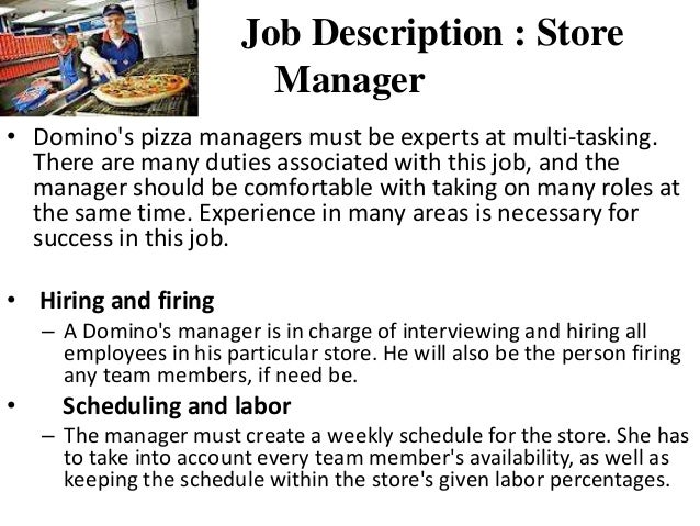 pizza job description