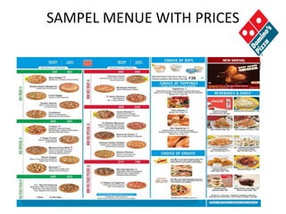 SAMPEL MENUE WITH PRICES
 