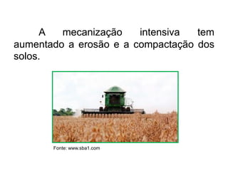 A
mecanização
intensiva
tem
aumentado a erosão e a compactação dos
solos.

Fonte: www.sba1.com

 