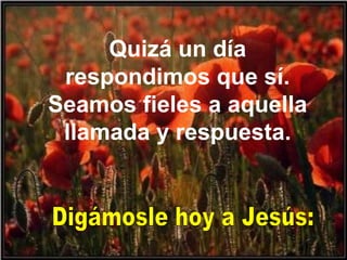 Quizá un día
respondimos que sí.
Seamos fieles a aquella
llamada y respuesta.
 