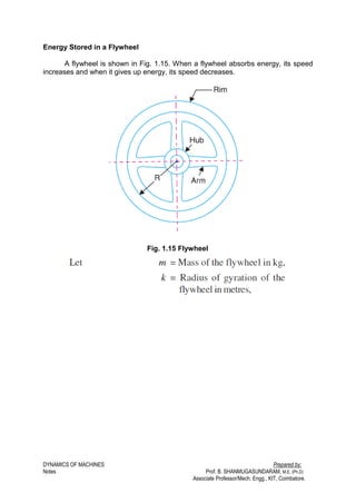 Speed/transfer Math Flywheel DYNAMICS OF MACHINES UNIT-1 BY Mr.P.RAMACHANDRAN/AP/MECH/KIT/CBE | PDF