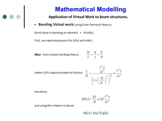 Mathematical Modelling
Application of Virtual Work to beam structures.
 