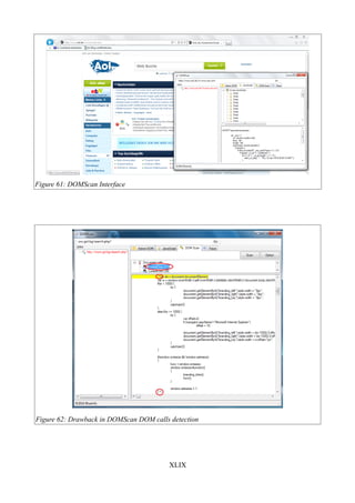 Figure 61: DOMScan Interface




Figure 62: Drawback in DOMScan DOM calls detection




                                        XLIX
 