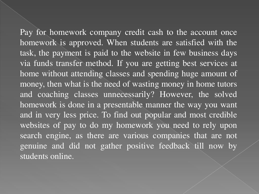 Do my homework for money