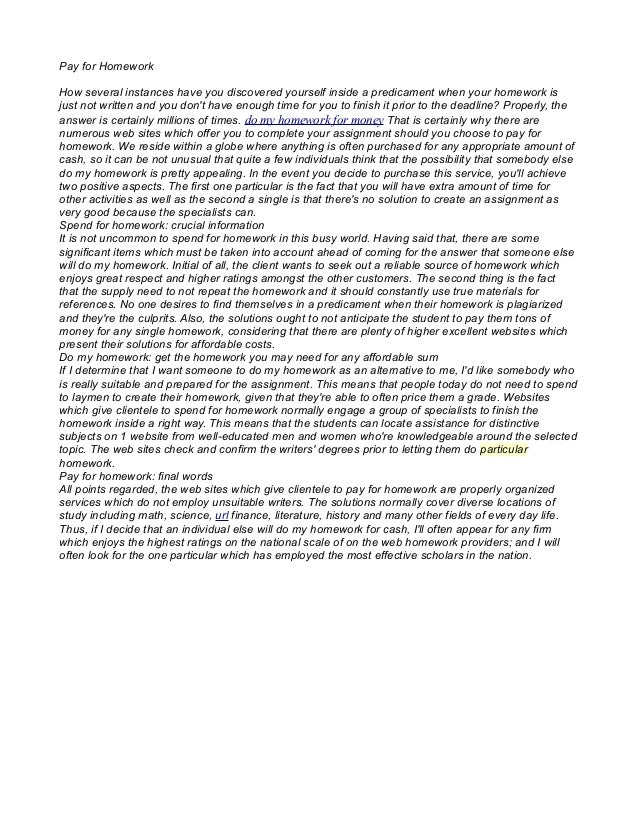 Do assignment for money