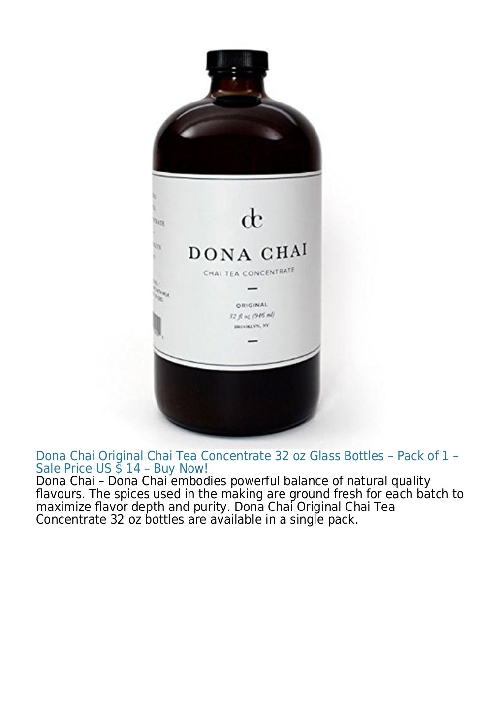 Dona Chai Original Chai Tea Concentrate