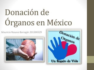Donación de
Órganos en México
Mauricio Rosano Barragán 201300329
 