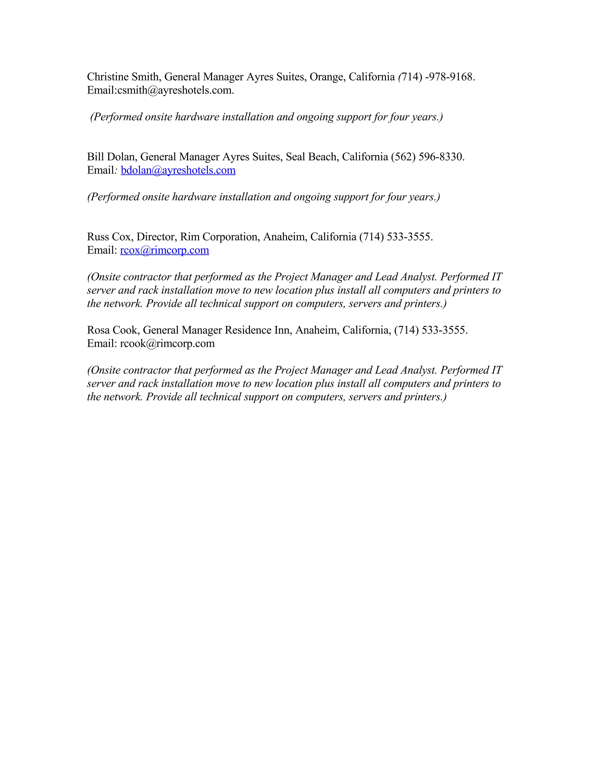 Donald W Baxter Resume Project Focused Manager