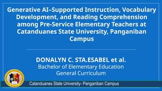 Generative Reading Approach Enhancing Vocabulary and Reading Comprehension through Generative AI in ...