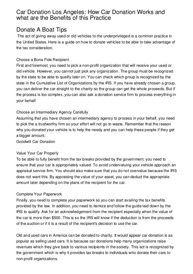 Car Donation Los Angeles How Car Donation Works and what are the