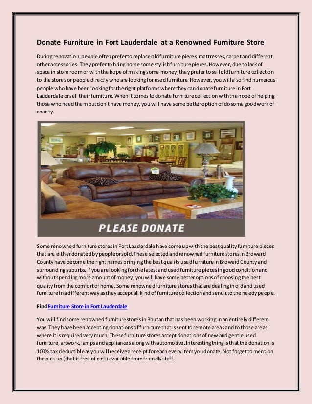 Donate Furniture In Fort Lauderdale At A Renowned Furniture Store