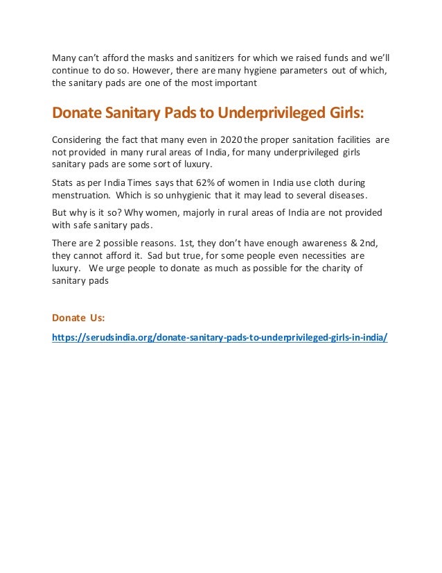 Donate Sanitary Pads to Underprivileged Girls in kurnool