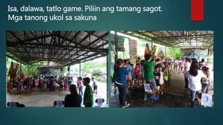 Isa, dalawa, tatlo game. Piliin ang tamang sagot.
Mga tanong ukol sa sakuna
 