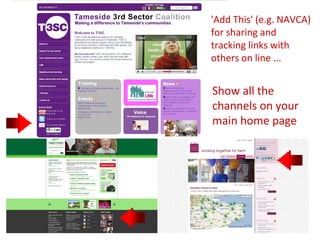 'Add This' (e.g. NAVCA)
for sharing and
tracking links with
others on line ...


Show all the
channels on your
main home page
 