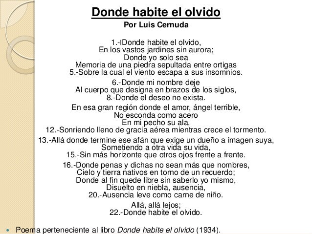 Donde habita el olvido luis cernuda