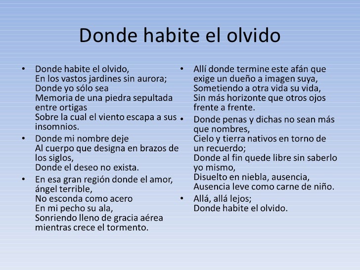 Donde habite el olvido