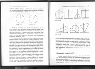 36 SINTAXE DA LINGUAGEMVISUAL FUNDAMENTOS SINTÁTICOS DO ALFABETISMO VISUAL 37
propósito, podemos dizer que, se tivermos dois círculos lado a lado, o
que mais atrairá a atenção do espectador será ~círculocomraioempon-
ta, ou não-concordante (fig. 2.18 mais que a 2.17).
FIGURA 2.19
FIGURA 2.17 'FIGURA 2.18
Não há por que atribuir juízo de valor a esse fenômeno. Ele não
é nem bom nem mau. Na teoria da percepção, seu valor está no modo
como é usado na comunicação visual, isto é, de que maneira reforça o
significado, o propósito e a intenção, e, além disso, como pode ser usado
como base para a interpretação e a compreensão. A tensão, ou sua au- '
sência, é o primeiro fator compositivo que pode ser usado sintaticamente)
na busca do aIfabetismo visual.
Há muitos aspectos da tensão que deveriam ser desenvolvidos, mas,
primeiro, é preciso levar em conta que a tensão (o inesperado, o mais
irregular, complexo e instável) não domina, por si só, o olho. Na seqüên-
cia da visão, há outros fatores responsáveis pela atenção e pelo predomí-
nio compositivo. O processo de estabelecer o eixo vertical e a base
horizontal atrai o olho com muito maior intensidade para ambos os cam-
pos visuais, dando-Ihes automaticamente uma maior importância em ter-
mos compositivos. Como já foi demonstrado, é fácillocaIizar essescampos
quando se trata de formas regulares, a exemplo das que foram mostr~-
das na figura 2.19. Em formas mais complexas, naturalmente é mais di-
fícil estabelecer o eixo sentido, mas o processo ainda conserva a máxima
importância compositiva. Assim, um elemento visual colocado no local
onde se encontra o eixo sentido, nos exemplos da figura 2.20, vê-se auto-
maticamente enfatizado. Trata-se de exemplos simples de um fenômeno
que continua sendo verdadeiro, não só nas formas complexas, mas tam-
bém nas composições complicadas. Contudo, por mais que os elementos
se façam sentir, o olho busca o eixo sentido em qualquer fato visual, num
FIGURA 2.20
.~
processo interminável de estabelecimentó do equilíbrio relativo. Num tríp-
tico, a informação visual contida no painel central predomina, em ter-
mos compositivos, em relàção aos painéislaterais. A área axial de qualquer
campo é sempre aquilo para o que olhamos em primeiro lugar; é onde
esperamos ver alguma coisa. O mesmo se aplica à informação visual da
metade inferior de qualquer campo; o olho se volta para esse lugar no
passo secundário de estabelecimento do equilíbrio através da referência
horizontal.
Nivelamento e aguçamento
O poder do previsível, porém, empalidece diante do poder da sur-
presa. A estabilidade e a harmonia são polaridades daquilo que é visual-
mente inesperado e daquilo que cria tensões na composição. Em psicologia,
esses opostos são chamados de nivelamento e aguçamento. Num campo
visual retangular, uma demonstração simples de nivelamento seria colo-
 