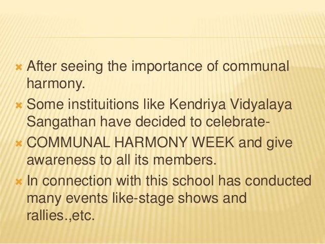 What is meant by 'communal harmony?'