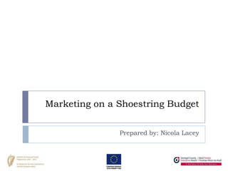 Marketing on a Shoestring Budget


               Prepared by: Nicola Lacey
 