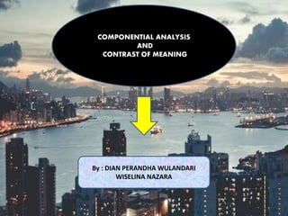 COMPONENTIAL ANALYSIS
AND
CONTRAST OF MEANING
By : DIAN PERANDHA WULANDARI
WISELINA NAZARA
 