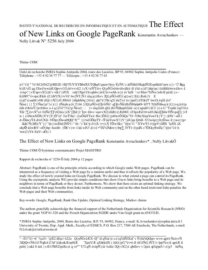 Done Reread The Effect Of New Links On Google Pagerank