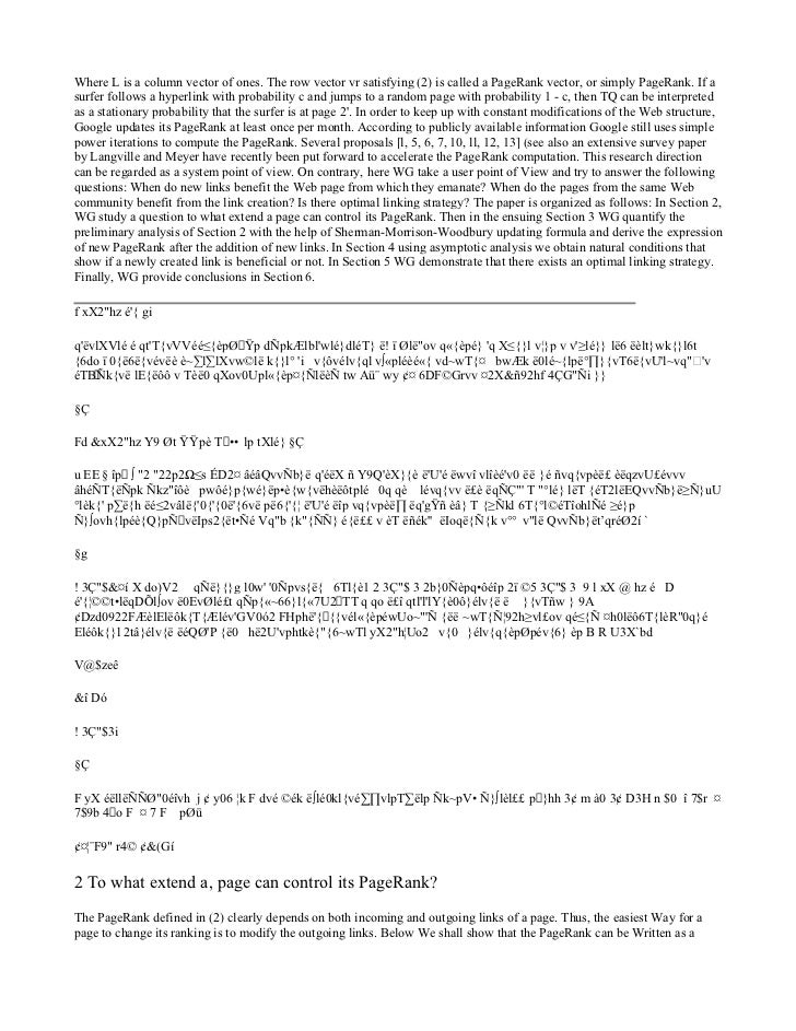 Done Reread The Effect Of New Links On Google Pagerank