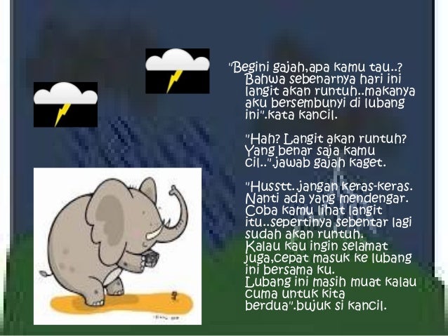 Dongeng kancil, gajah dan langit runtuh