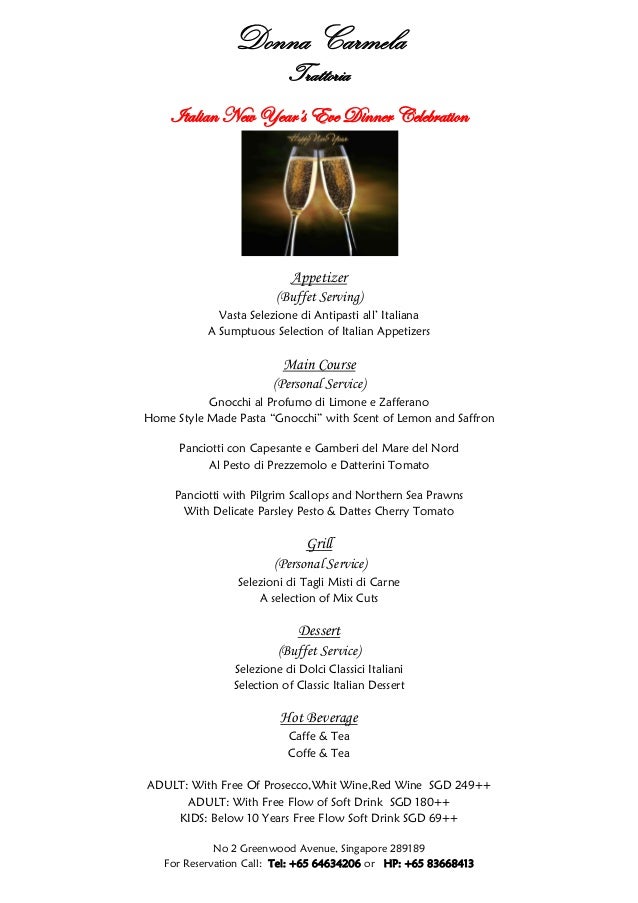 new year menu