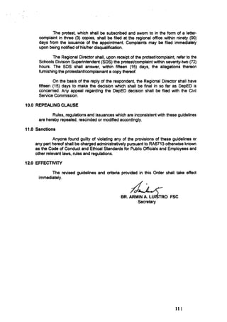 Do no. 12, s. 2012 revised guideline on hiring of teacher